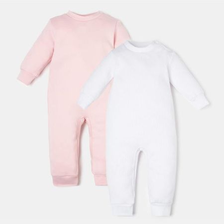 Комбинезоны для девочки «Крошка Я» BASIC LINE, набор 2 шт., рост 86-92 см, розовый, белый